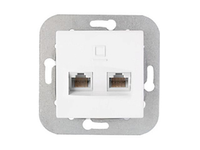 Розетка 2-ая компьютерная (скрытая) белая, Уют, Bylectrica РК216-011