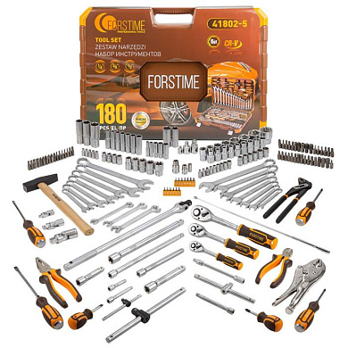 Набор инструментов 180 пр. 1/4"&3/8"&1/2" 6-гр FORSTIME FT-41802-5