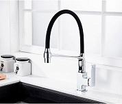 Смеситель для кухни с гибким изливом, латунь, хром + черный Ledeme L4078-2