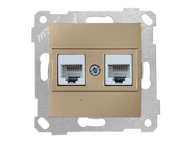 Розетка компьютерная 2xRJ45, Cat5e, скрытая, без рамки, золото, RITA, Mutlusan 22001380180