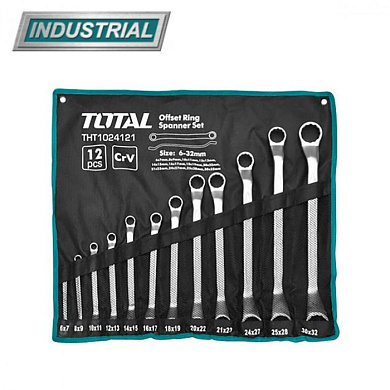Набор ключей накидных 6x7-30x32 мм 12 пр TOTAL THT1024121