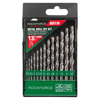 Набор сверл по металлу 13 пр., 1,5-6,5 мм RockForce RF-DBS13R