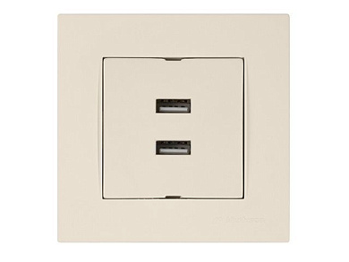 Розетка компьютерная 2хUSB, скрытая, горизонт., кремовая, RITA, 2xUSB charge, 5V-1.0A, Mutlusan 22204490102