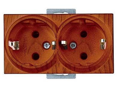 Розетка 2-ая, скрытая, с/з, вишня, RITA, 16 A, 250 V, IP 20, без рамки, Mutlusan 22002020256