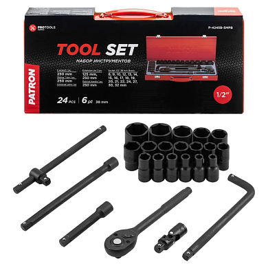 Набор ударных инструментов 24 пр 1/2'' 6-гр PATRON P-4245B-5MPB