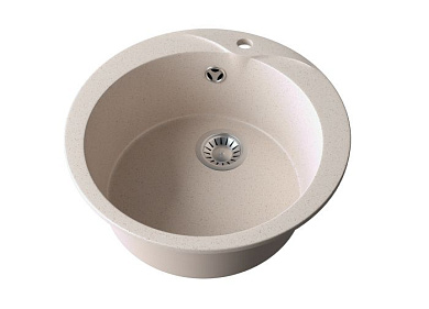 Мойка каменная, круглая одночашевая, GS-0, d470 мм, беж, врезная, Gamma Stone 113119