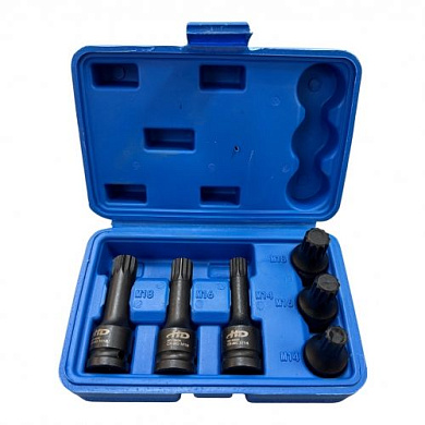 Набор ударных головок-бит 1/2" SPLINE M14, M16, M18 6 пр H-D HD-10652