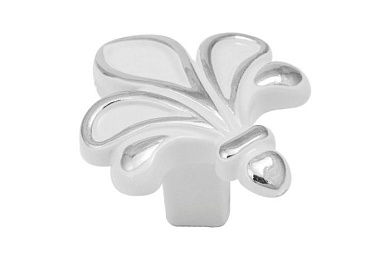 Ручка меб. кнопка мет. MILK серебро белый AKS 45289