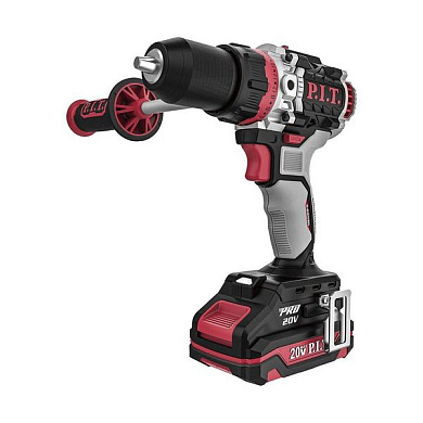 Дрель ударная бесщеточная акккумуляторная, 20 В, 0-300/0-2000 об/мин, 75 Hm, патрон 13 мм, 1 АКБ 4 Ач, ЗУ, кейс PIT PSB20H-13D/3