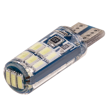 Автолампа диод T10 (W5W) 12V 15 SMD без цоколя 1-конт Белая комп.2 шт габарит/стоп/салон/номе SKYWAY S08201300