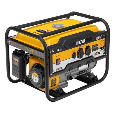 Генератор бензиновый PS 28, 2.8 кВт, 230 В, 15 л, ручной стартер Denzel 946824