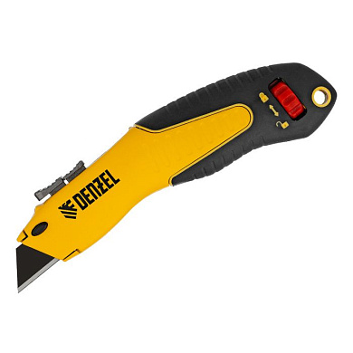 Нож, 19мм, сменное трапециевидное лезвие, SK4, алюминиевый корпус, торцевой зажим Denzel 78916