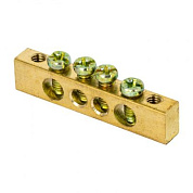 Шина PEN "ноль-земля" (8х12мм) 4 отверстия латунь крепеж по краям EKF PROxima sn0-125-4-k