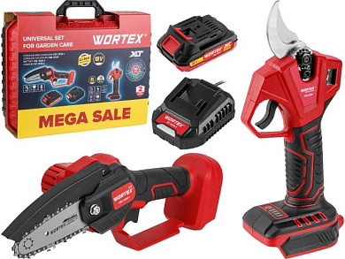 Набор аккум. инструмента мини-пила CEC 2518-1, секатор CBS 2030 SET, 1 АКБ, 1 зарядное WORTEX 1329851