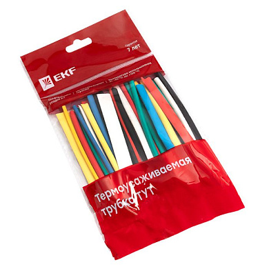 Набор ТУТ нг: 6 цветов по 5шт, Разного диаметра (3/1,5, 4/2, 5/2,5, 6/3, 8/4) 100мм, EKF PROxima tut-n-3-r