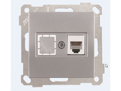 Розетка телефонная 1хRJ12, скрытая, без рамки серебро, DARIA, Mutlusan 2100 125 0182