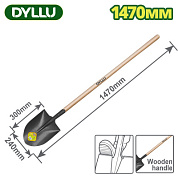 Лопата штыковая стальная с деревянным черенком 1470 мм DYLLU DTSE2327
