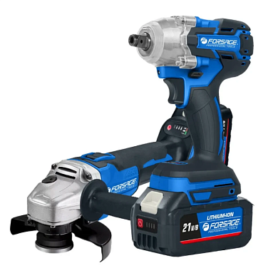Набор аккумуляторный шруповерт и углошлифмашина, 2 АКБ, зарядное Forsage F-DK0050X1