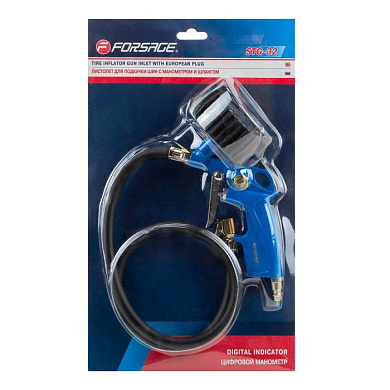 Пистолет для подкачки шин с монометром и шлангом 1 м. 0-15bar Forsage F-STG-32