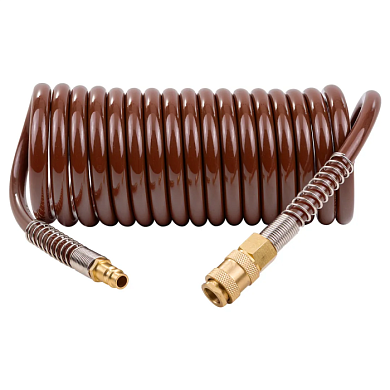 Пневмошланг витой полиуретановый 8х12 мм, 5 м с быстроразъемами FORSTIME FT-1208-5M