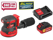 Аккум. эксцентриковая шлифмашина COS 1218 E в кор. ALL1 c акб и з/у в кор. БЕСЩЁТ., 18В WORTEX 1334403