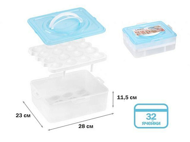Контейнер для хранения яиц, 32 ячейки, голубой, PERFECTO LINEA 34-028232