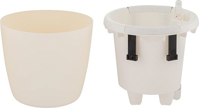 Горшок с автополивом InGreen Munchen D250мм/9л с внутренней вставкой 6,2л, круглый белый Пластик Репаблик IG622211048