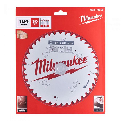 Диск пильный по дереву D184х30х1,8 мм 48Z для циркулярной пилы Milwaukee 4932471298