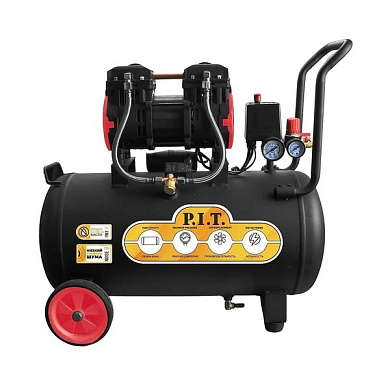 Компрессор, 1,5кВт, 206 л/мин, 50 л, 2 выхода, европереходник,безмасляный PIT PAC 50-C1