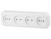 Розетка 4-ая, открытая, б/з, белая, Стандарт, RA16-464-Б, Юпитер JP7410-11