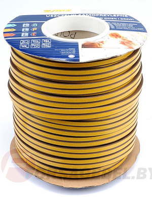 Уплотнитель для окон и дверей тип D 9х7.4мм/100м коричневый Vorel 76767