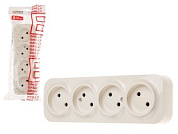 Розетка 4-ая, открытая, б/з бежевая, Bailly, LEIDEN ELECTRIC 806030