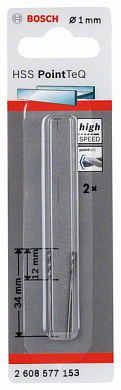 Сверло по металлу 1x34 мм, 2 шт., HSS PointTeQ Bosch 2608577153