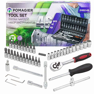 Набор инструмента 46 пр. 1/4'' 6-гр, 4-14 мм POMAGIER POM-2462-46