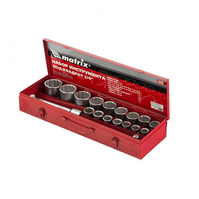 Набор торцевых головок 3/4'' 12-гр. 19-50 мм 20 пр. Matrix 13536