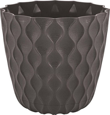 Горшок для цветов InGreen Wave с дренажной сеткой и съемным поддоном 2,5л, D175мм,шокол Пластик Репаблик IG650210011