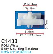 Клипса для крепления внутренней обшивки а/м БМВ пластиковая, 100 шт Forsage C1488(BMW)