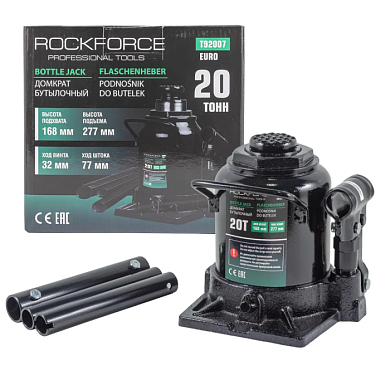 Домкрат бутылочный 20 т, низкопрофильный, 168-277 мм RockForce RF-T92007(BR)(Euro)
