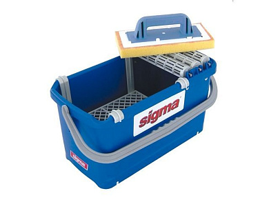 Ванночка для мытья керамики, 56х29х30см, 3 ролика, колеса, рукоятка, губка 30х14х3 см, SIGMA 047M7