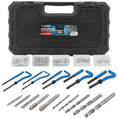 Набор приспособлений и футорок для восстановления резьбы М5х0,8 М6х1,0 М8х1,25 М10х1,5 М12х1,75 131 пр Forsage F-9131U1