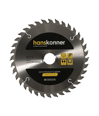 Диск пильный 210×30×2.4мм, 36 зуб., по дереву, Hanskonner H9022-210-30-36