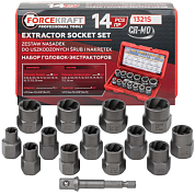 Набор головкок-экстракторов для извлечения поврежденных болтов/гаек 14 пр ForceKraft FK-1321S