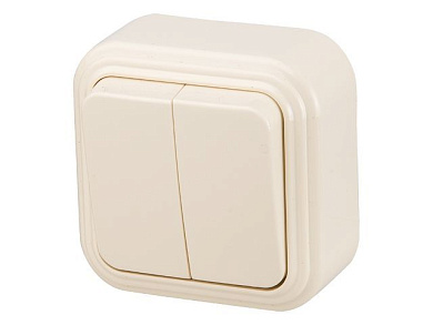 Выключатель 2 клав., открытый, до 6А, бежевый, Стандарт, VA 56-232-БЖ, Юпитер JP7430-02