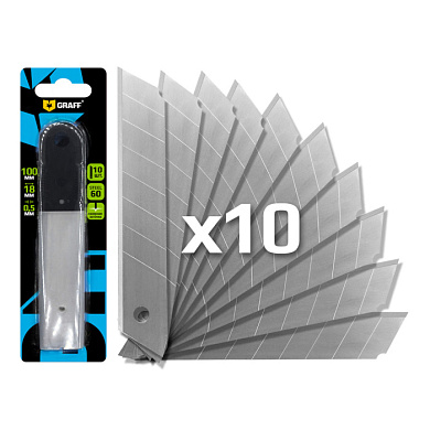 Лезвие сегментное 100х18х0,5мм для строительного ножа (набор из 10 шт) GRAFF 2413002