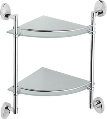 Полка в ванную угловая, сталь + стекло, хром Ledeme L3307-2