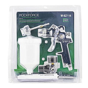 Краскораспылитель с верхним пластиковым бачком, регулятором давления и доп. Дюзой RockForce RF-W-827-14