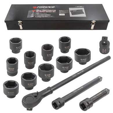 Набор инструментов ударных, 15 пр. 1" 6-гр. 36-80 мм Forsage F-8141-5MPB