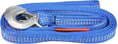 Трос ленточный буксировочный плетеный синтетический в комплекте с крюками 2500 кг. Vorel 82233