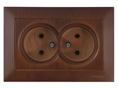 Розетка 2-ая, скрытая, б/з, орех, DARIA, 10 A, 250 V, IP 20, Mutlusan 21202030257