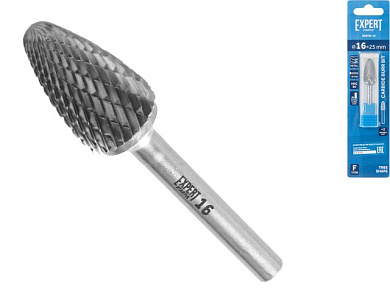 Борфреза твердосплавная тип F 16x25мм EXPERT STARTUL (параболическая, по металлу)
